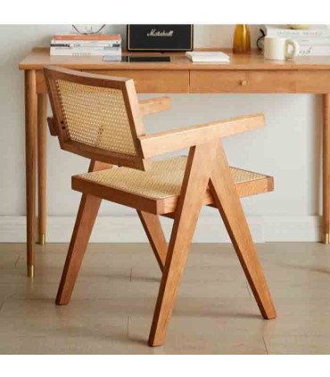 خرید اینترنتی و قیمت صندلی چوبی حصیری از تولیدی ماسو مناسب برای ناهارخوری و میز کار و میز تحریر