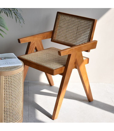 خرید اینترنتی و قیمت صندلی چوبی حصیری از تولیدی ماسو مناسب برای ناهارخوری و میز کار و میز تحریر